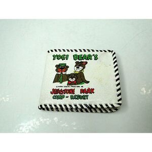 Vintage‎ Yogi Bear Jelly Stone Park Hanna-Barbera Wallet White Black Laces